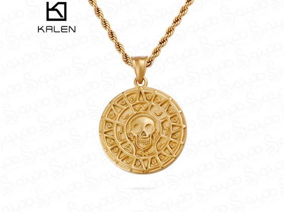 گردنبند مردانه استیل طلای آزتک دزدان دریایی کارائیب 14432